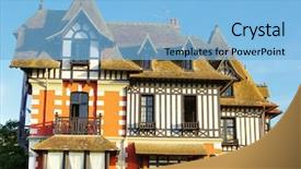  Presentation with villa - Presentation with traditional building - beautiful old villa on atlantic background and a light blue colored foreground