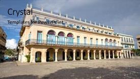  Presentation with architecture columns - PPT layouts with traditional building - spanish palace in old havana background and a teal colored foreground