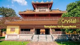  Presentation with building - Presentation theme enhanced with traditional-building-in-the-imperial background and a tawny brown colored foreground
