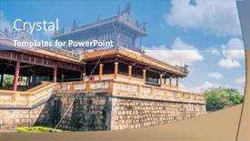  Presentation with building - Slides with traditional-building-in-the-imperial background and a teal colored foreground