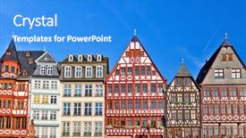  Presentation with old buildings - Theme enhanced with traditional buildings in frankfurt german background and a cobalt blue colored foreground