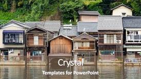  Presentation with restoration of buildings - Slides with traditional buildings in ine kyoto background and a  colored foreground