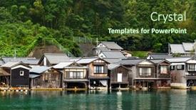  Presentation with kyoto - Audience pleasing PPT layouts consisting of traditional buildings in ine kyoto backdrop and a tawny brown colored foreground