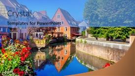  Presentation with old buildings - Audience pleasing theme consisting of traditional-buildings-in-the-old backdrop and a light blue colored foreground