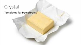  Presentation with butter - Beautiful PPT layouts featuring traditional-butter-block-unwrapped backdrop and a white colored foreground