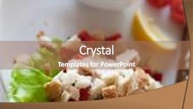  Presentation with tamil kavithai traditional - Presentation theme having traditional caesar salad with sauce-boat and bread background and a coral colored foreground