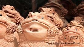  Presentation with good luck - PPT theme having traditional-cambodian-handmade-souvenirs-wooden background and a coral colored foreground