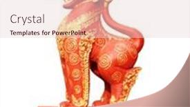  Presentation with lion - Colorful presentation design enhanced with traditional-cambodian-lion-statue-ancient backdrop and a lemonade colored foreground