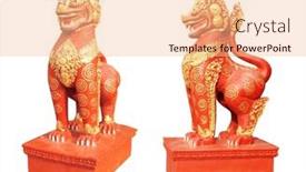  Presentation with lion - PPT theme with traditional-cambodian-lion-statue-ancient background and a lemonade colored foreground