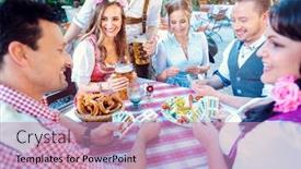  Presentation with beer garden - Theme consisting of traditional-card-game-of-schafkopf background and a coral colored foreground