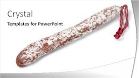  Presentation with chorizo - Presentation theme enhanced with traditional-catalan-chorizo-sausage-fuet background and a white colored foreground