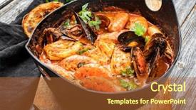  Presentation with fish - Audience pleasing theme consisting of traditional catalan fish stew romesco backdrop and a red colored foreground
