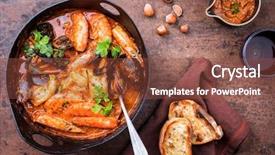  Presentation with top view of fresh fish - Amazing presentation design having traditional catalan fish stew romesco backdrop and a tawny brown colored foreground