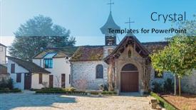  Presentation with building - Slides with traditional-cathedral-building-in-barbizon background and a light blue colored foreground