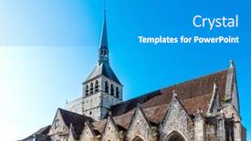  Presentation with building - Presentation design having traditional-cathedral-building-in-france background and a teal colored foreground