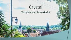  Presentation with building - Slides with traditional-cathedral-building-in-france background and a sky blue colored foreground