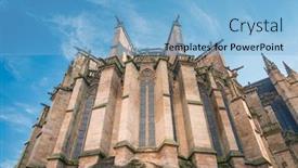  Presentation with building - Cool new slide set with traditional-cathedral-building-in-limoges backdrop and a light blue colored foreground