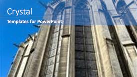  Presentation with building - Presentation theme featuring traditional-cathedral-building-in-meaux background and a teal colored foreground