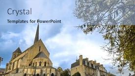  Presentation with building - PPT layouts enhanced with traditional-cathedral-building-in-poitiers background and a light blue colored foreground
