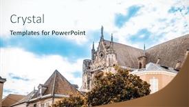  Presentation with building - Slides enhanced with traditional-cathedral-building-in-sens background and a cool aqua colored foreground