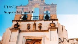  Presentation with building - Slide deck consisting of traditional-cathedral-building-in-sevilla background and a light blue colored foreground