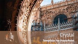  Presentation with building - Beautiful theme featuring traditional-cathedral-building-in-sevilla backdrop and a coral colored foreground