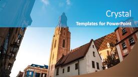  Presentation with poland - PPT theme enhanced with traditional-cathedral-building-in-wroclaw background and a teal colored foreground