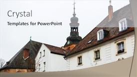  Presentation with traditional - Colorful PPT layouts enhanced with traditional-cathedral-building-saarbrucken-germany backdrop and a sky blue colored foreground