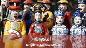  Presentation with medicina tradicional chinesa chinese herb - Presentation design enhanced with traditional china - chinese porcelain figurine background and a tawny brown colored foreground