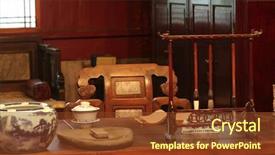  Presentation with chinese culture - Presentation theme having traditional china book - chinese culture background and a tawny brown colored foreground