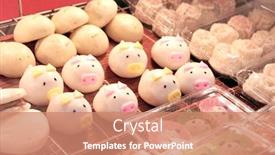  Presentation with chinese traditional - Slide deck with traditional-chinese-animal-shaped-mantou background and a coral colored foreground