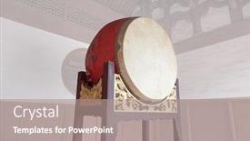  Presentation with chinese dragon - Presentation theme with traditional-chinese-big-drum background and a coral colored foreground