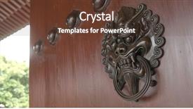  Presentation with chinese traditional - Beautiful theme featuring traditional chinese building lion statue backdrop and a tawny brown colored foreground