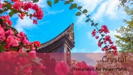  Presentation with cornice - PPT layouts enhanced with traditional-chinese-cornice-decorated background and a red colored foreground