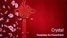  Presentation with plum blossom - Amazing presentation theme having traditional chinese decorative knot backdrop and a wine colored foreground