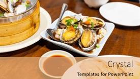  Presentation with abalone - Slide deck enhanced with traditional-chinese-food-steamed-chicken background and a  colored foreground