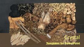  Presentation with fundamental - Colorful PPT theme enhanced with traditional-chinese-fundamental-herb-collection backdrop and a tawny brown colored foreground