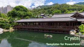  Presentation with chinese traditional - Presentation featuring traditional-chinese-garden-in-nan background and a tawny brown colored foreground