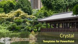  Presentation with chinese traditional - PPT theme having traditional-chinese-garden-in-nan background and a tawny brown colored foreground