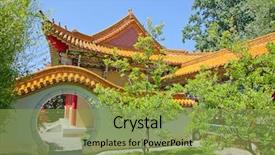  Presentation with chinese traditional - Presentation theme featuring traditional chinese garden with round background and a  colored foreground