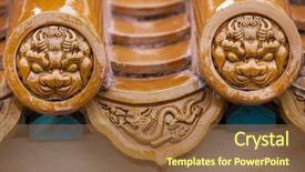  Presentation with traditional chinese funeral - Beautiful slide deck featuring traditional chinese glazed roof tiles backdrop and a tawny brown colored foreground