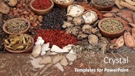  Presentation with traditional chinese medicine - Slide deck enhanced with traditional-chinese-herbal-medicine-collection background and a coral colored foreground