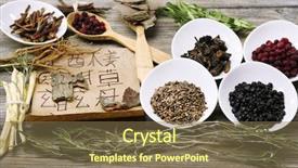  Presentation with traditional chinese medicine - Colorful PPT layouts enhanced with traditional chinese herbal medicine ingredients backdrop and a violet colored foreground