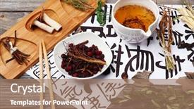  Presentation with traditional medicine medicine - Colorful PPT theme enhanced with not real hieroglyphs close backdrop and a coral colored foreground