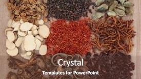  Presentation with traditional chinese medicine - PPT theme with traditional chinese herbal medicine selection background and a tawny brown colored foreground