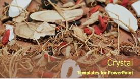 Presentation with traditional chinese medicine - Colorful slide set enhanced with traditional-chinese-herbal-medicine-tea backdrop and a tawny brown colored foreground