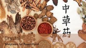  Presentation with traditional chinese medicine - Slide set consisting of traditional-chinese-herbal-medicine background and a coral colored foreground