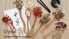  Presentation with chinese traditional - Amazing presentation theme having traditional chinese herbs acupuncture needles backdrop and a coral colored foreground