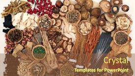  Presentation with traditional chinese medicine - Presentation theme consisting of safflower - traditional chinese herbs used background and a tawny brown colored foreground