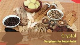  Presentation with alternative medicine - Beautiful presentation theme featuring traditional-chinese-herbs-used backdrop and a tawny brown colored foreground